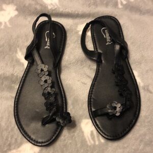 Candie's Black Floral Sandal shoes
